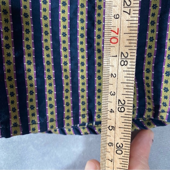 Robert Graham Shirt Mens Small Blue White Striped Tailored Fit Floral Flip Cuff - Picture 4 of 11